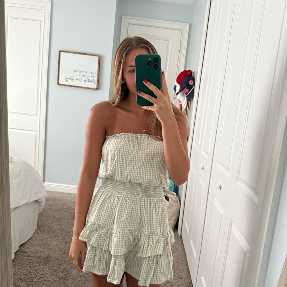 Glassons Gingham Strapless Dress